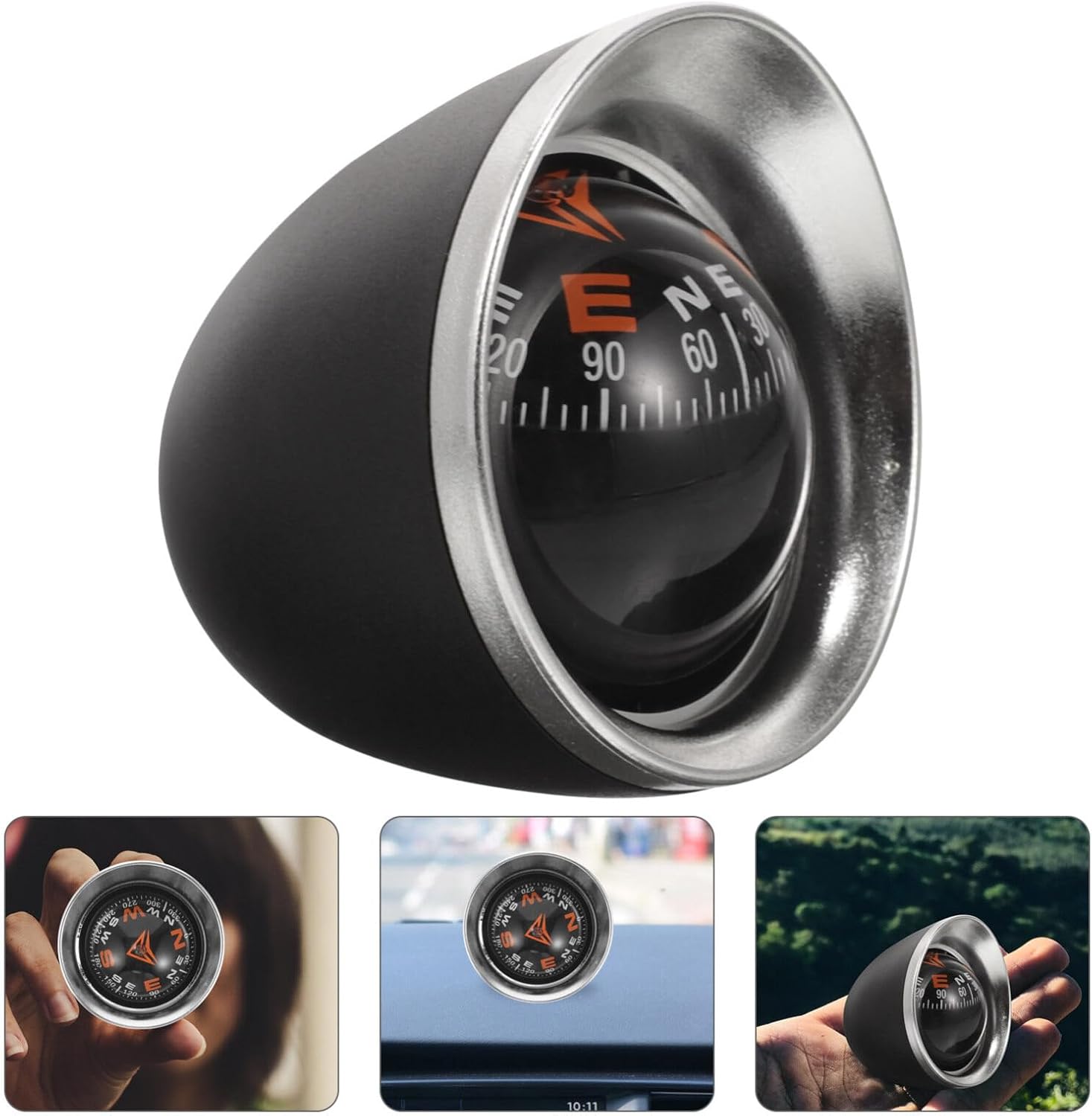 Car Compass Ball Mini Automotive Compass Ball Dashboard Boat Self-Adhesive Mounted Automotive Interior Decoration Accessories for Dashboards Boats Trucks