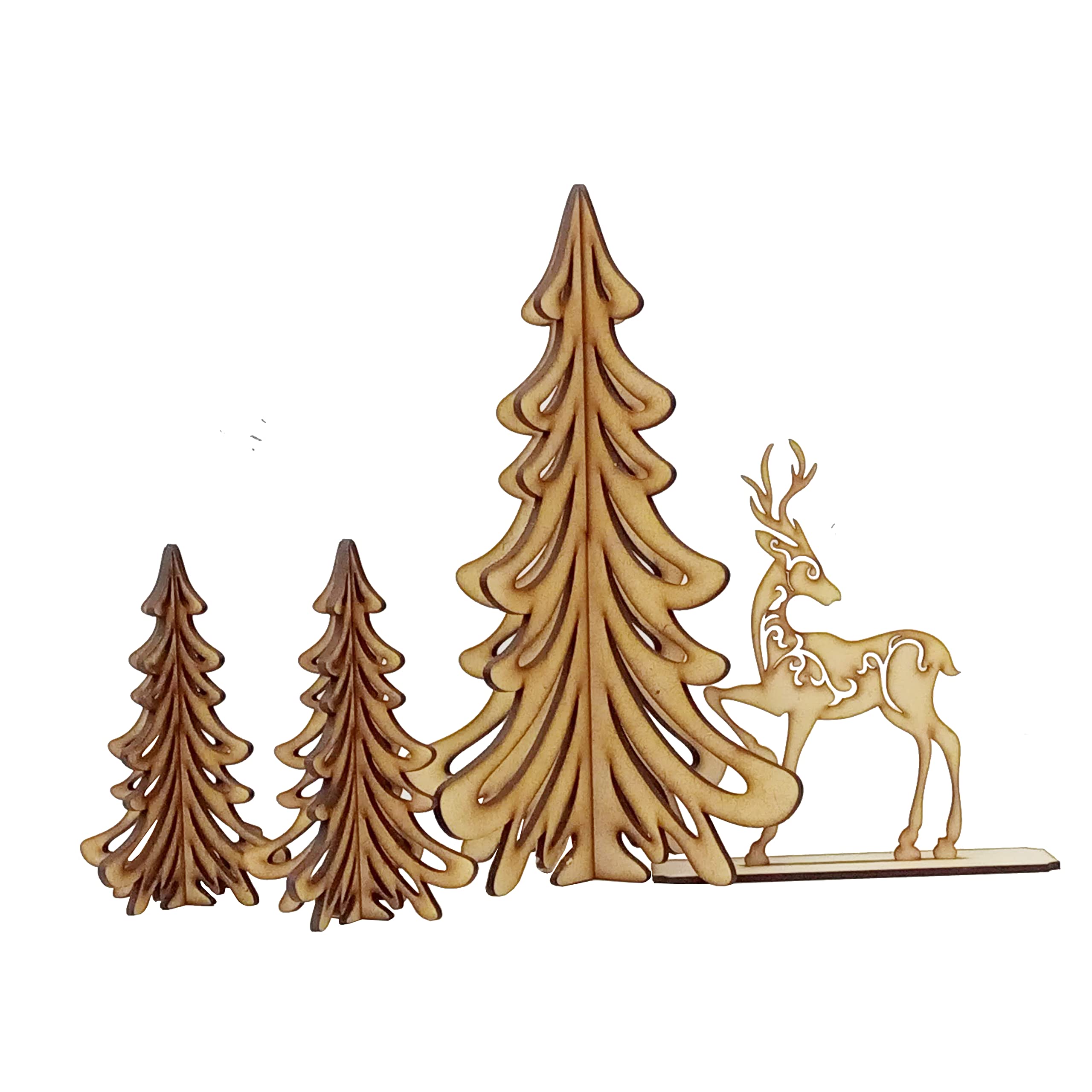 Incrizma 3D Christmas Tree & Raindeer for Xmas Decoration Set of 4 (24 cm)