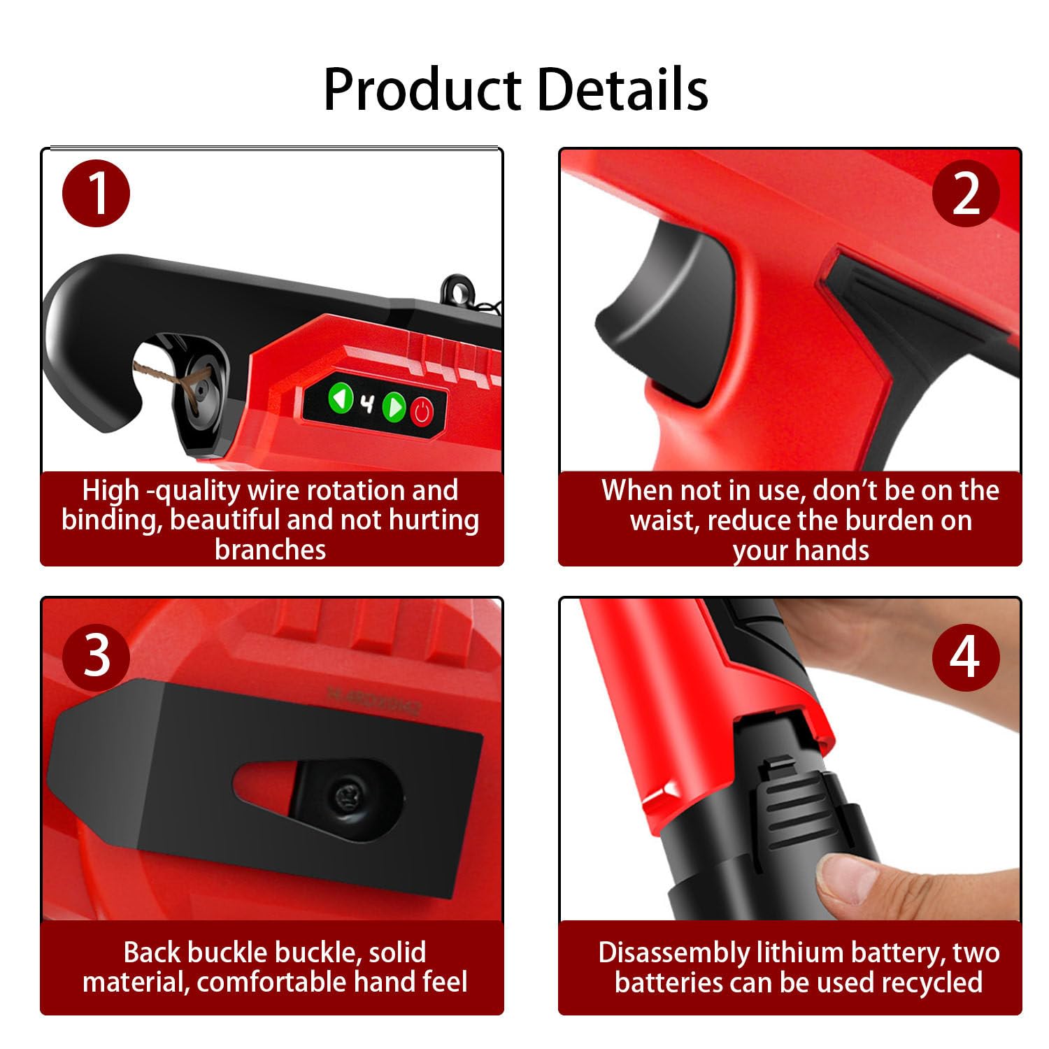 Herramienta Profesional para Atar viñas, con Ajuste de Cuatro velocidades: Atado automático de Ramas, diámetro de Atado de 25 mm, para Uvas, frambuesas y Tomates. 220V