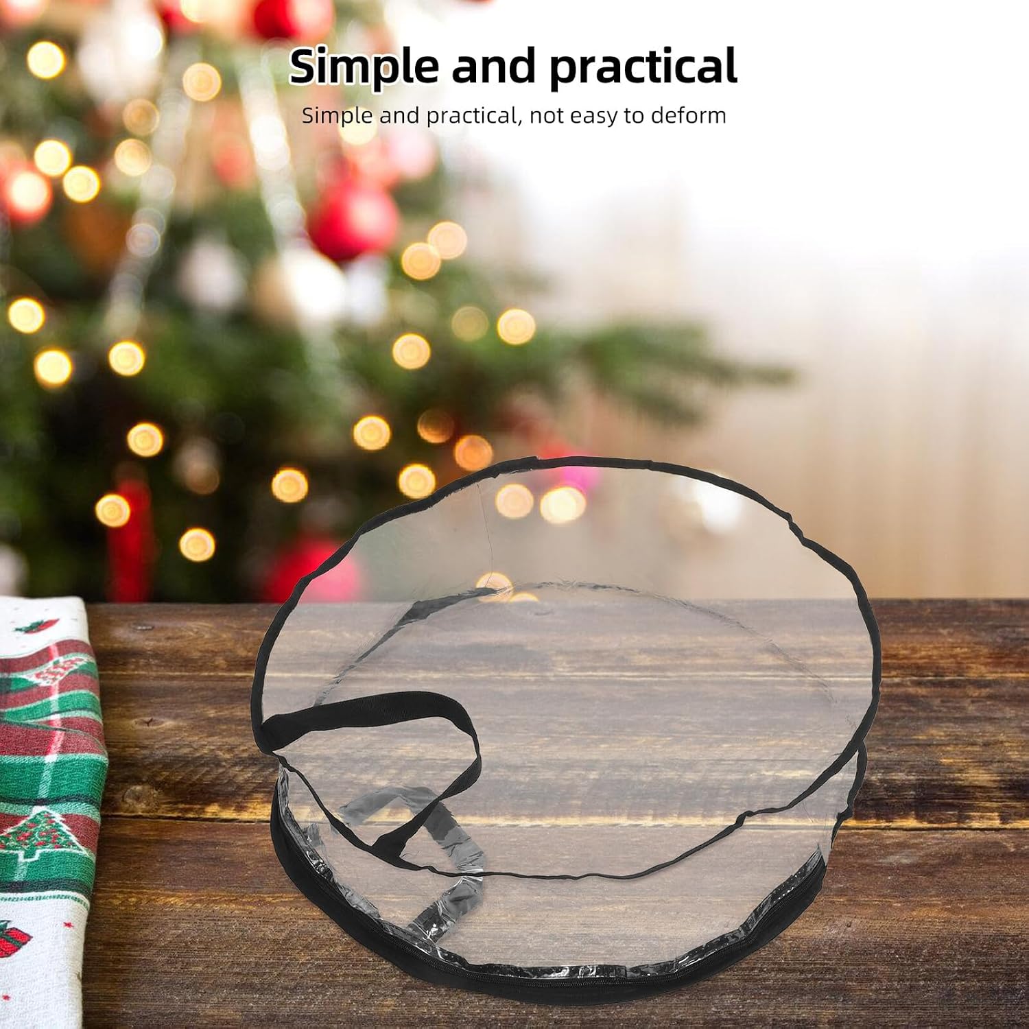 SEWACC Christmas Wreath Storage Bag 60cm Diameter Large Waterproof Wreath Storage Container with Black Edge for Holiday Decoration Organization
