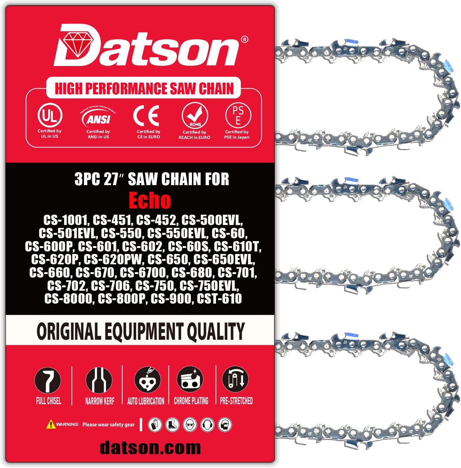 Replace FOR Echo 72LPX93CQ Super 70 Chain for 27 in. Chainsaw Bar CS-600P,CS-620P,CS-620PW,CS-670CS-680,CS-800P,CS-8000