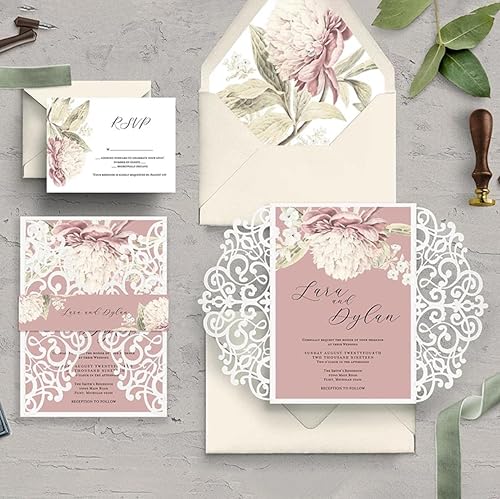 Miniatura 2 de Plantillas de corte de metal con borde de flores, marco de encaje de invitación de boda, plantillas cortadas para tarjetas de álbumes de recortes,