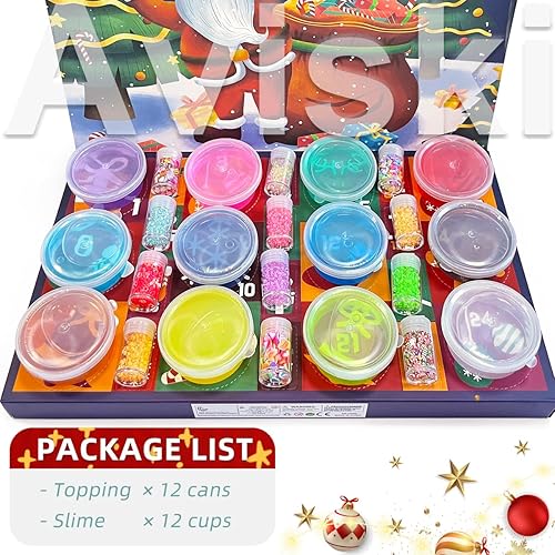 Miniatura 2 de Calendario de Adviento de Navidad 2025, juego de regalo sorpresa de Navidad de limo de cristal, calendario de cuenta regresiva de 24 días de