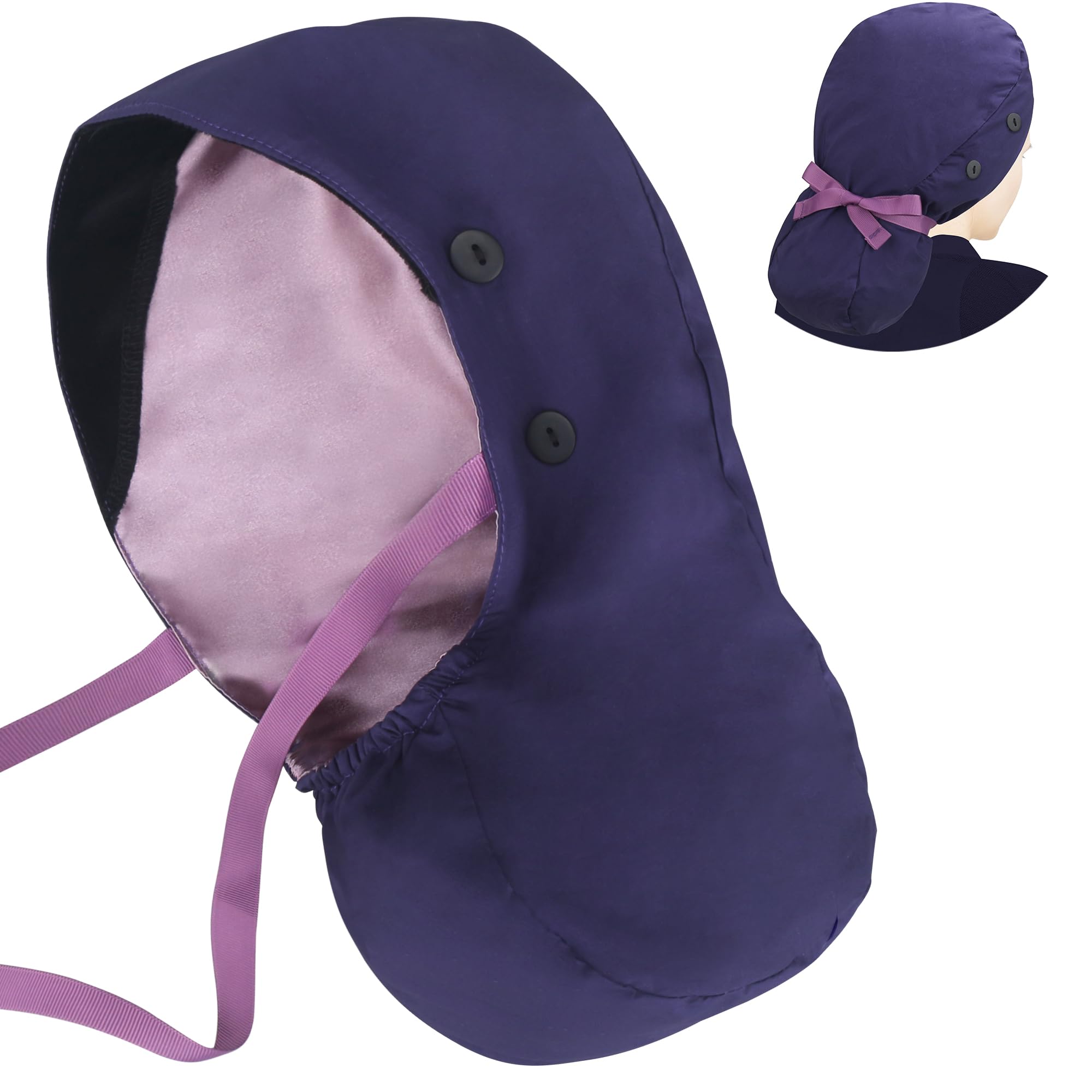 ABAMERICAScrub Caps for Women Surgical Caps Nurse Hat Functional Ponytail Holder for Long Hair Single or Satin-Lined