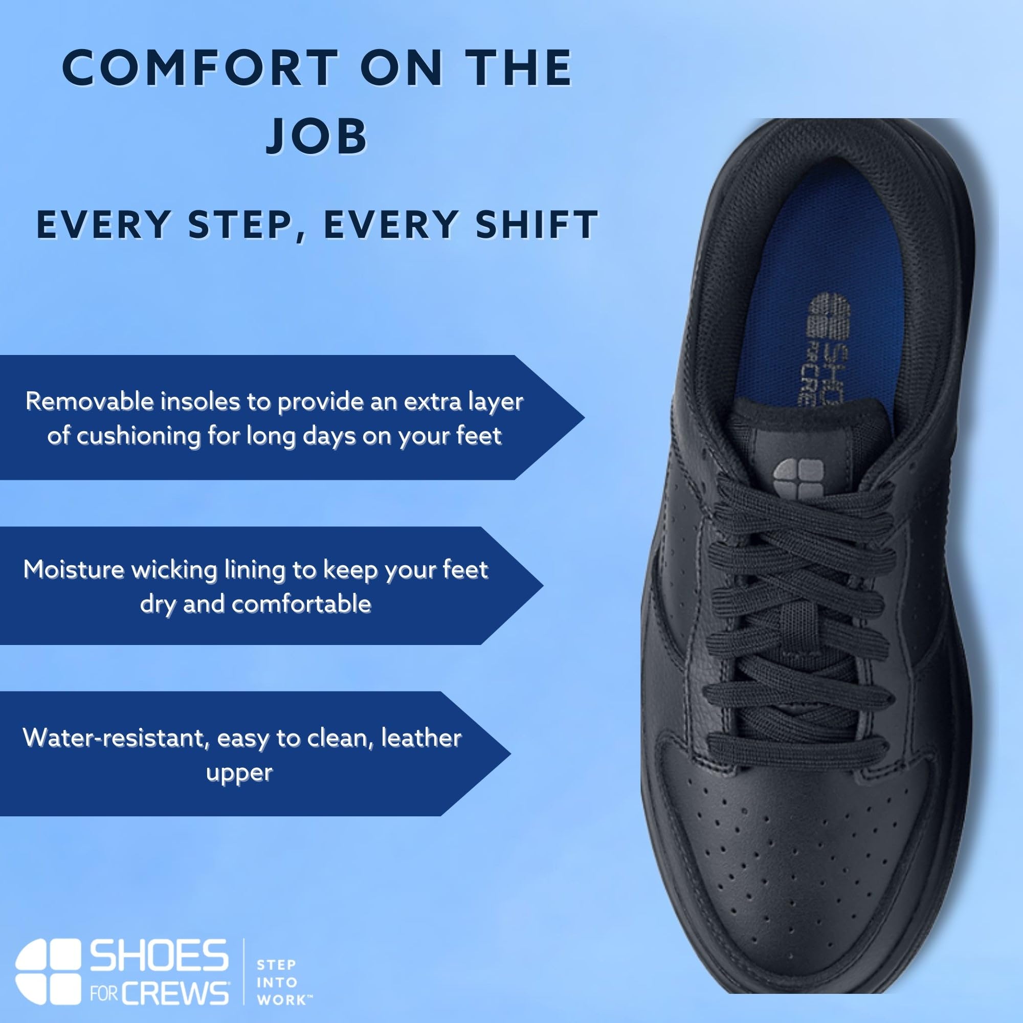 Shoes for Crews Greer Men's Slip Resistant Work Shoes Non Slip Sneakers Walking Water Resistant Zapatillas Zapatos Trabajo, Size 10, Tri-Black