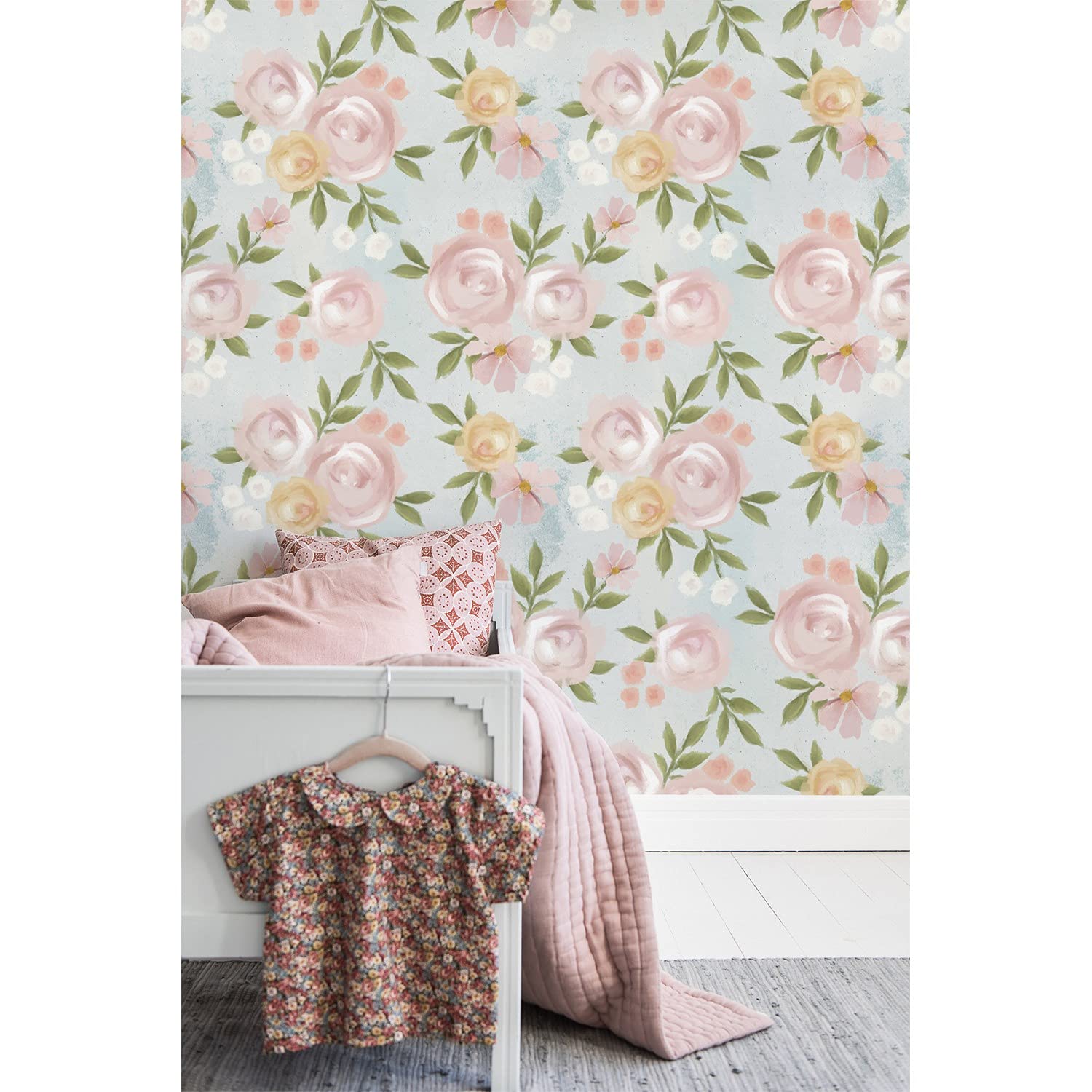 Stickers muraux Magic-Stick repositionnables 312x219 cm papier peint motif fleurs vintage