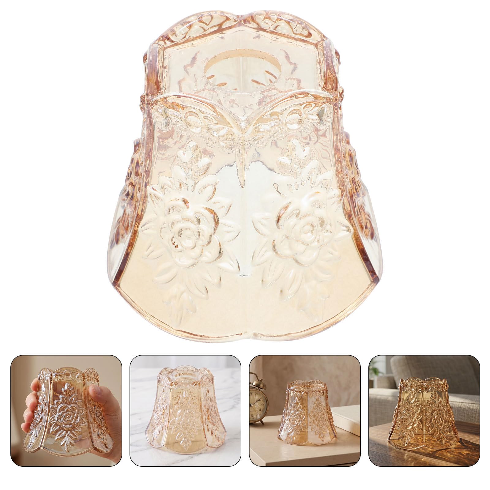 2 Piezas Pantalla de Lámpara de Vidrio Tamaño Mini de 42mm Diseño Artístico y Textura Tallada Resistente al Calor y Fácil de Reemplazar para Sala de Estar o Pasillo