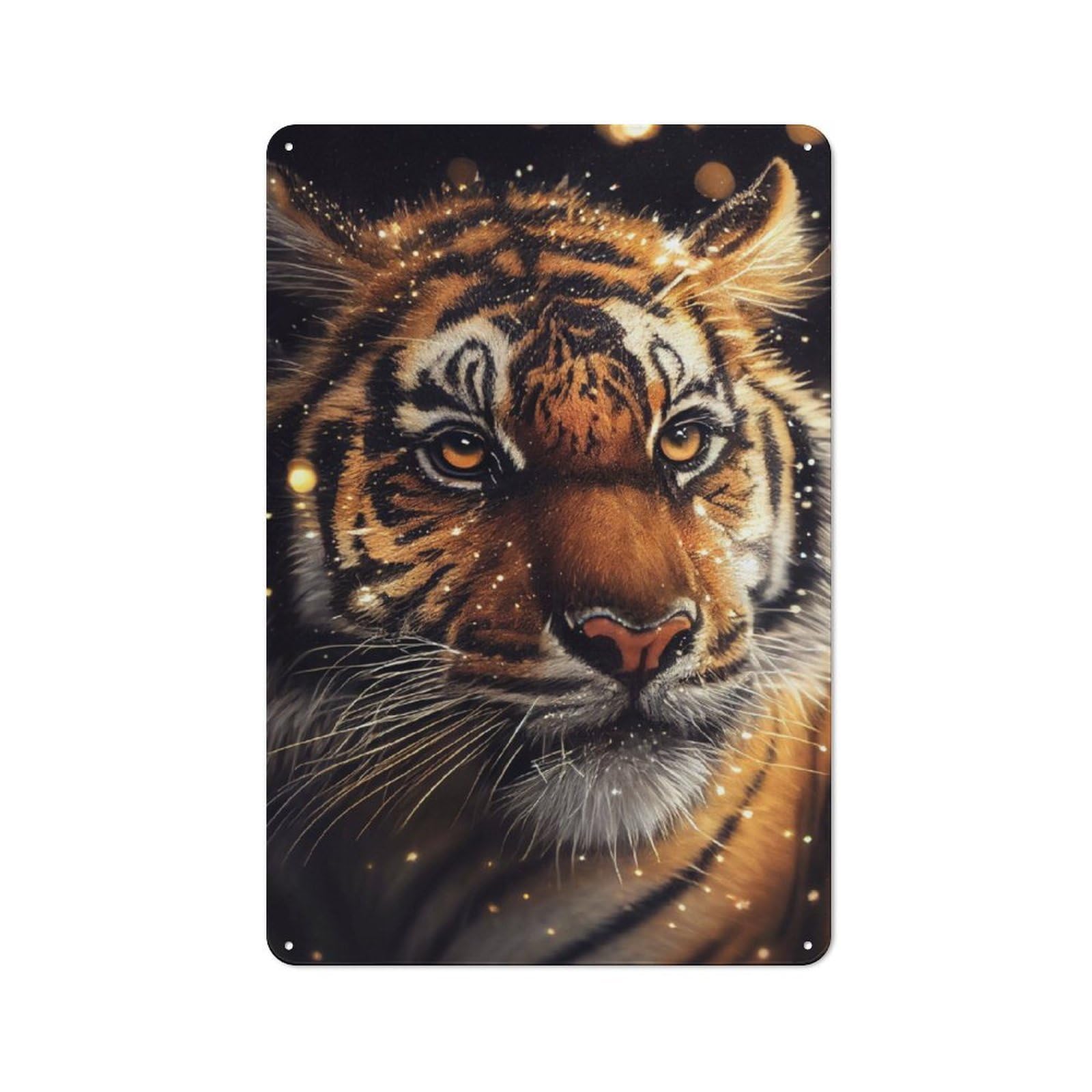 Junmoney Tiger Lighting Tin Wall Plaque 30X20cm With For Man Cave Or Games Room, For Updating Man Cave And Games Room After Moving