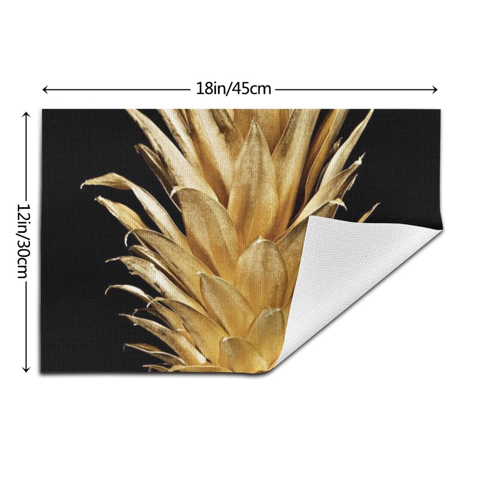 Tovaglietta tessuta con stampa ananas dorata, antiscivolo, isolamento termico, per cucina, ristorante, caffè, set da 1 pezzo, 4 pezzi, 6 pezzi.