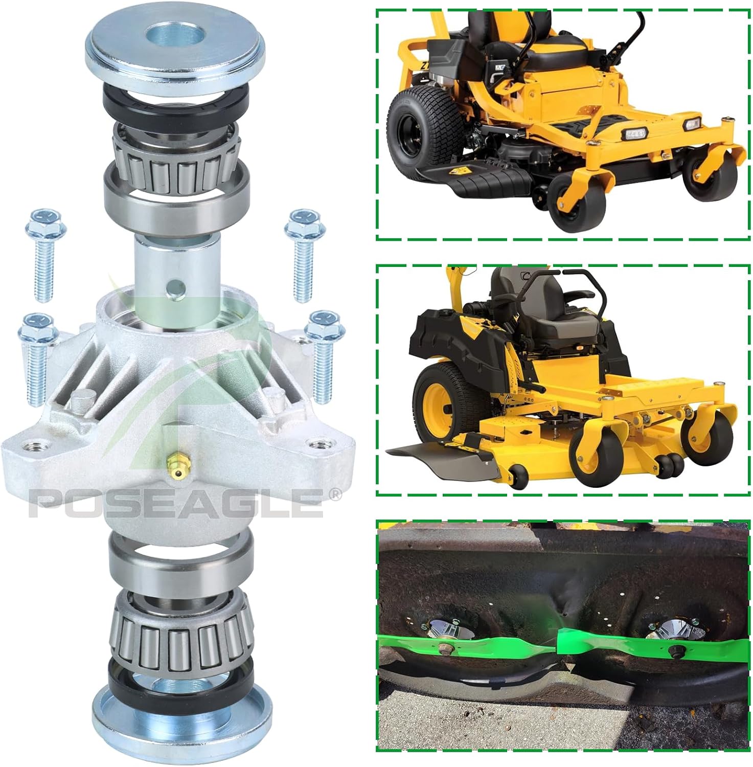 3 Pack 918-04426 Spindle Assembly Kit with 748-3065A Deck Spindle Spacer 756-3089 Pulley for Cub Cadet Z-Force 44 Z-Force 48 Z-Force 54 Enforcer 44 Enforcer 48 Tractors