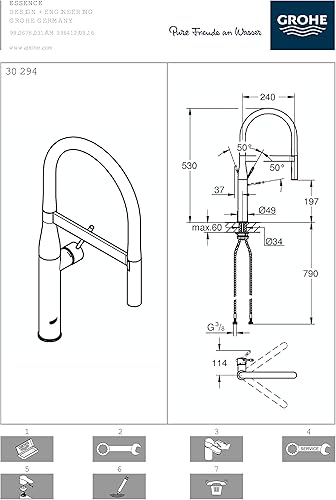 Miniatura 9 de Grohe 30321DP0 Essence Nueva Manguera de grifo Semi-Pro en color rosa