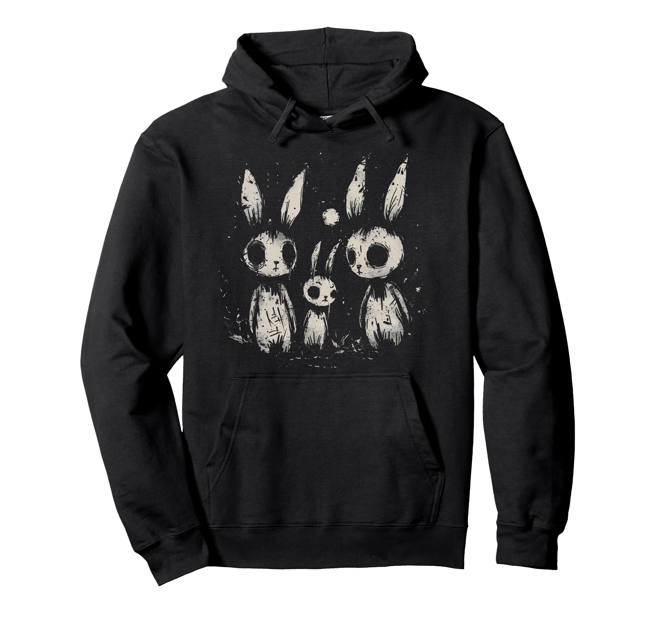 Horror Bunny Weird Alternative Scary Rabbit Animal Creepy Cute Bunny Rabbits Horror Goth Grunge Alt Aesthetic Pullover Hoodie