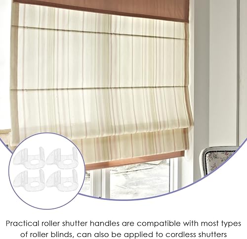 Miniatura 6 de 4 tiradores de persiana enrollable para ventana, 4 unidades, mini manijas inalámbricas, sin cables, cadena de seguridad transparente y gancho de