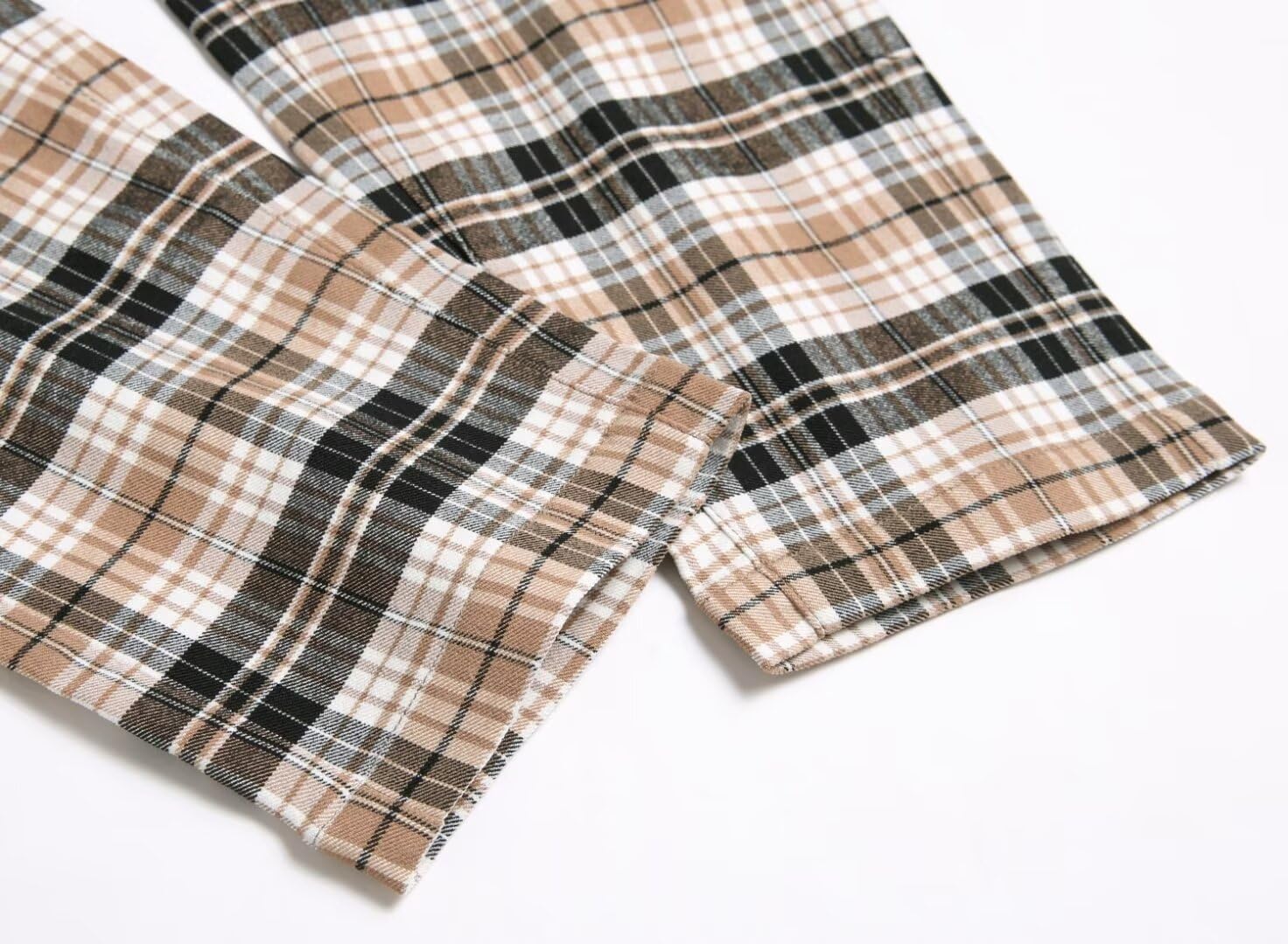 HENGAO Men's Straight Fit Plaid Chino Pants