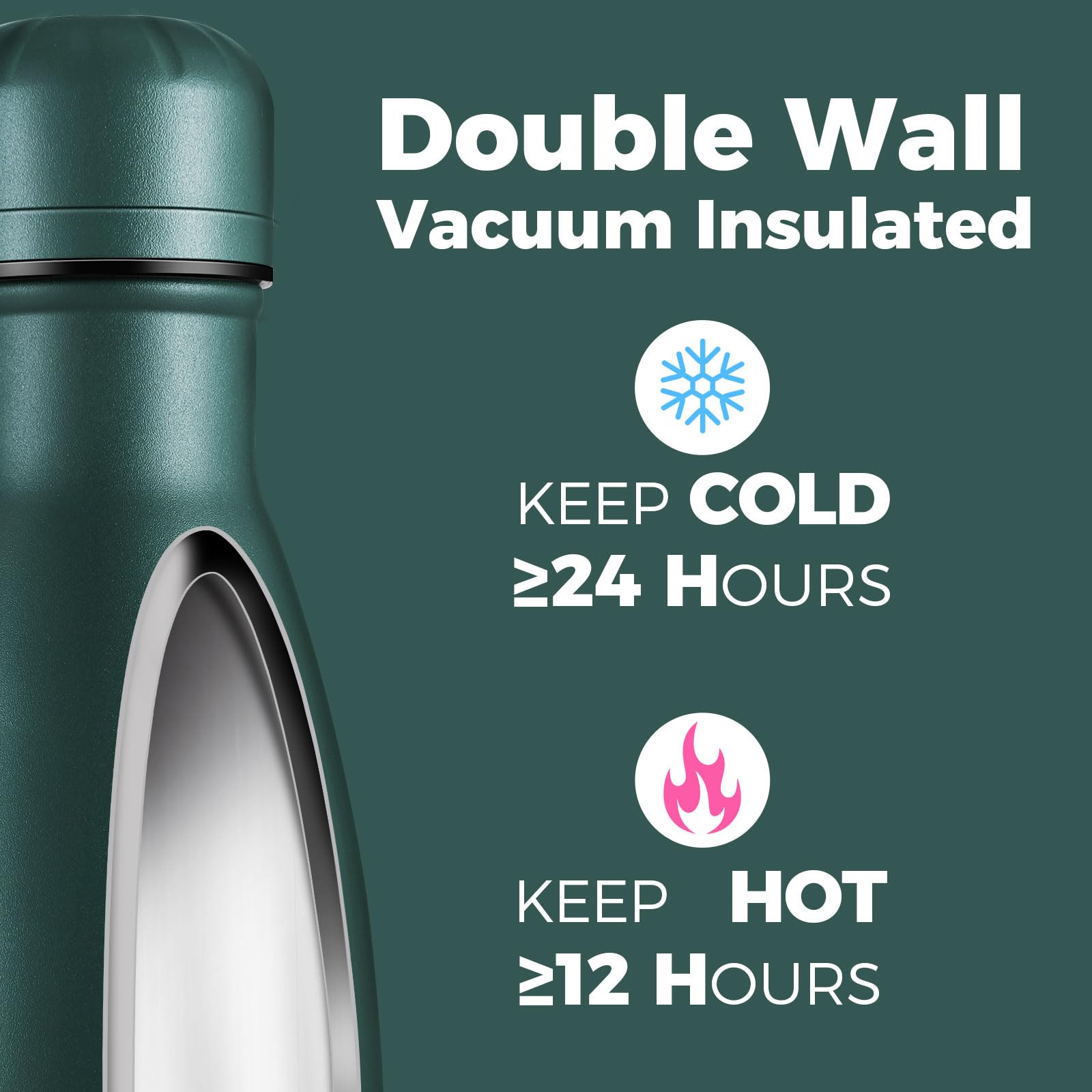 Volhoply 500ml Insulated Water Bottles Multipack, BPA Free Water Bottle for Kids Gym, Travel, Sports - Image 4