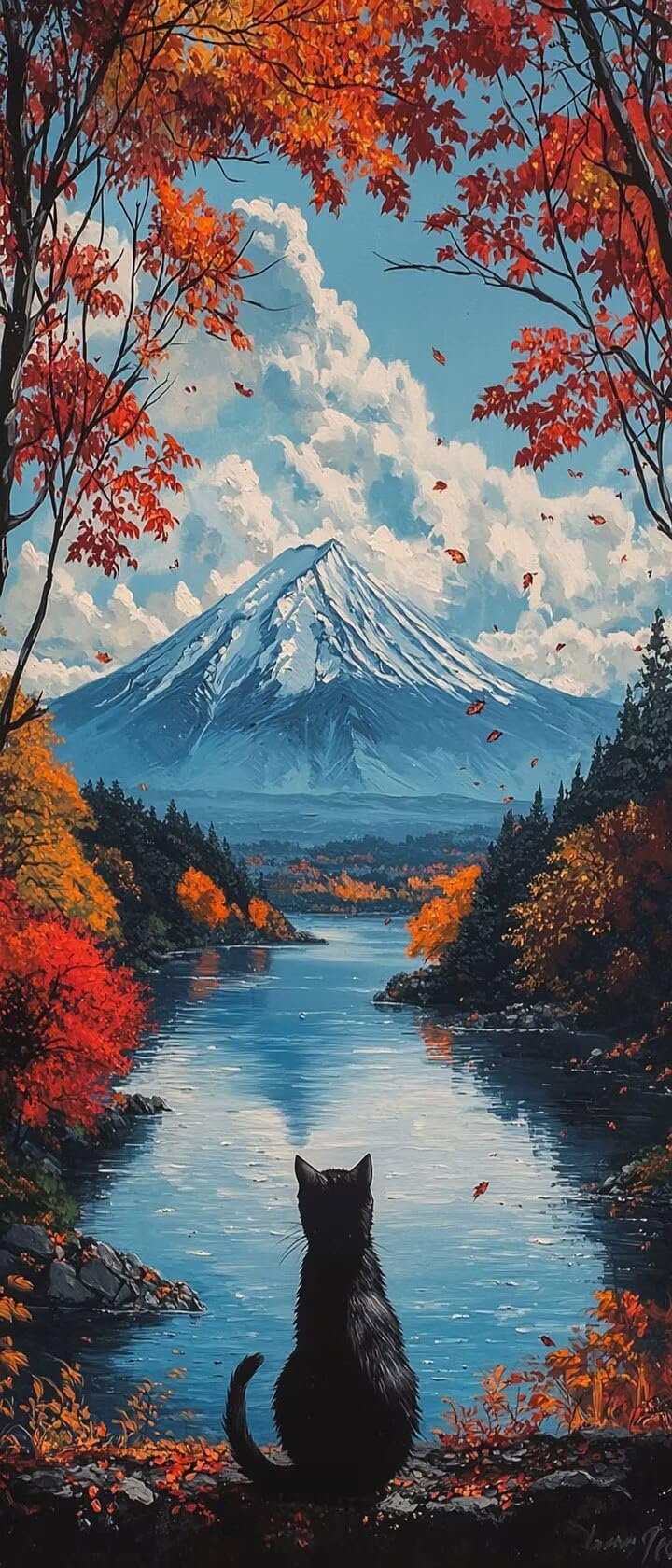 Malen Nach Zahlen 50x150cm Leinwand Schneeberge Malen Nach Zahlen Erwachsene mit Ohne Rahmen, DIY Kreativ Set für Erwachsene mit Pinseln und Acrylfarbe, Zimmer Deko Katze Landschaft Geschenk, P0M-506
