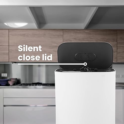 Vista 9 de happimess HPM1014C Beni Kitchen - Bote de basura de doble cubeta de 16 galones con tapa de cierre suave, moderno, minimalista, a prueba de huellas