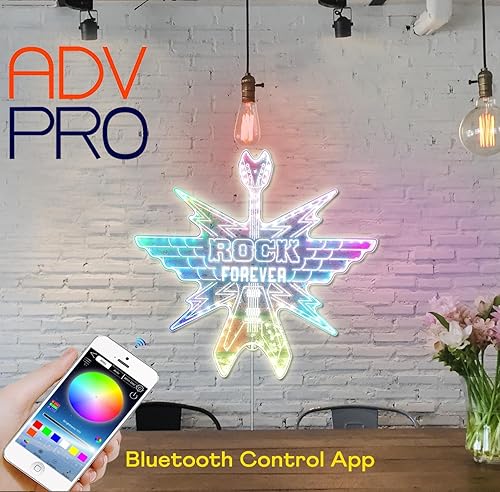 Miniatura 10 de ADVPRO Guitar Rock n Roll Hand Rock Pop RGB Dynamic Glam LED Sign - Forma de corte a borde - Decoración de pared inteligente 3D - Iluminación
