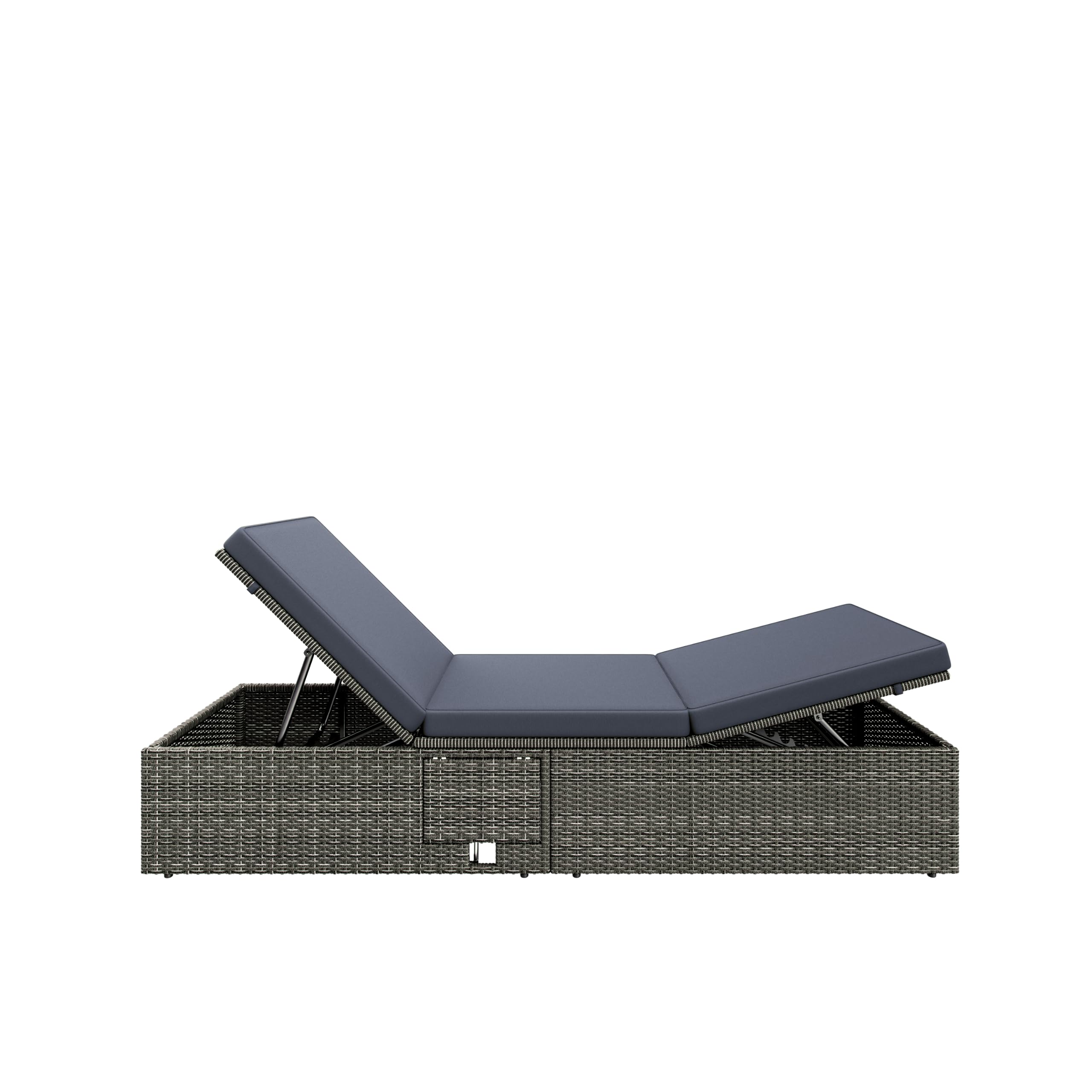 Casaria® Lettino Prendisole 200x58 cm con Tavolino Pieghevole Cuscino da 7cm Sdraio da Giardino in Polyrattan Portata 160 kg Lettini da Esterno