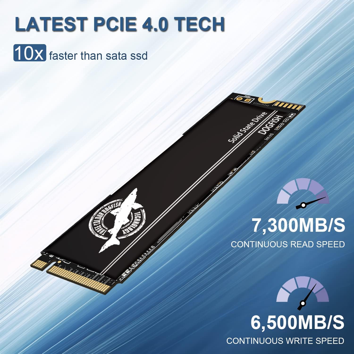 Dogfish SSD M.2 NVMe 4TB PCIe 4.0 Gen4, dysk twardy wewnętrzny SSD z podkładkami przewodzącymi ciepło, do 7 300 MB/s, do komputerów stacjonarnych PS5 gamingowych, laptopów, M2 2280 4TB