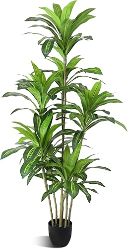 Dracaena Fragrans - Plantas artificiales de 6 pies con 8 cabezas, árbol falso para decoración del hogar, decoración de oficina interior o exterior,