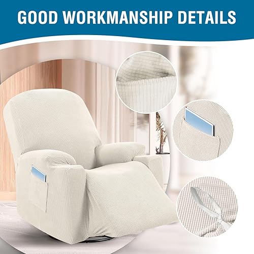 Miniatura 4 de H.VERSAILTEX Funda elástica para sillón reclinable, funda para silla reclinable de elevación eléctrica, ajustable estándar con bolsillo lateral,