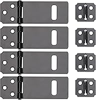 Mozeat Lens 3 Inch Black Hasp Latch 4 Pack - Durable Iron Padlock Hasps for Gates, Doors, Cabinets, Fences, Pet Cages