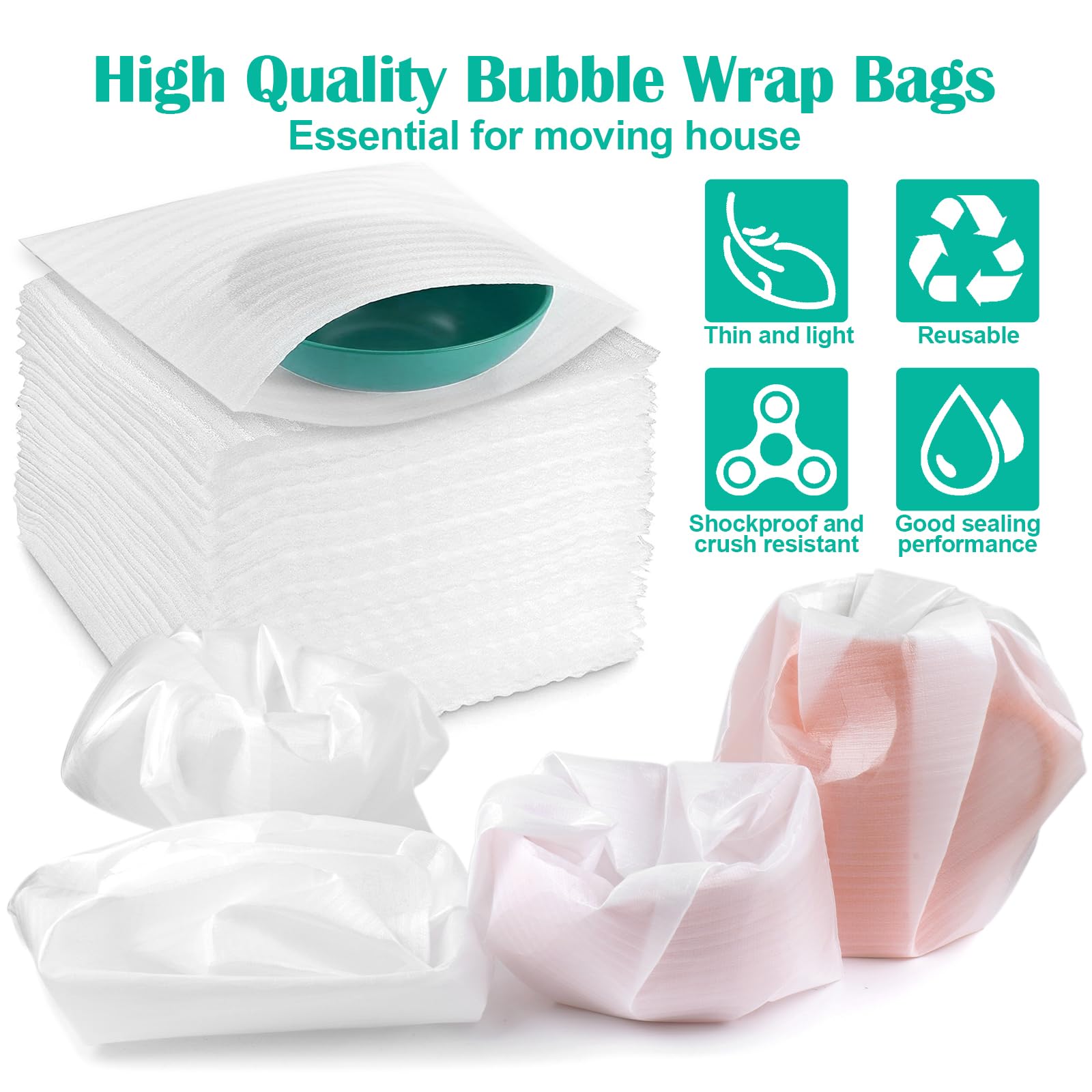 Envoltura de Espuma 30x30 cm 100 Piezas, Material de Embalaje de Burbujas para Mudanza
