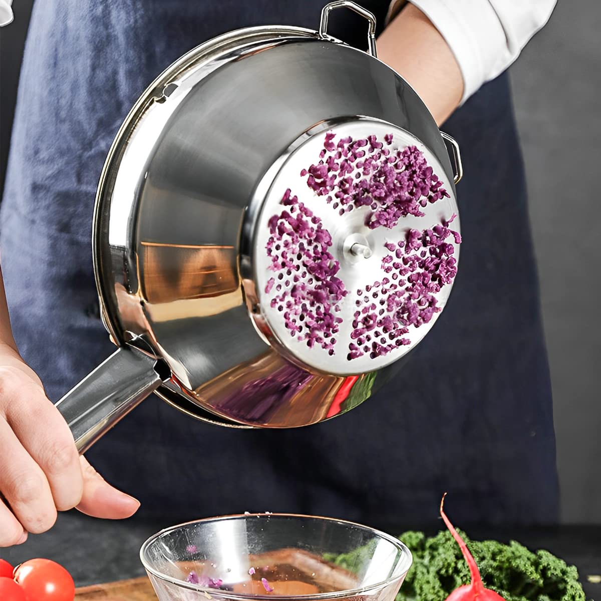 Máquina para picar patatas, trituradora de patatas manual de acero inoxidable, prensa rotatoria de patatas, apta para ketchup, puré de manzana, puré de papas, alimentos para bebés
