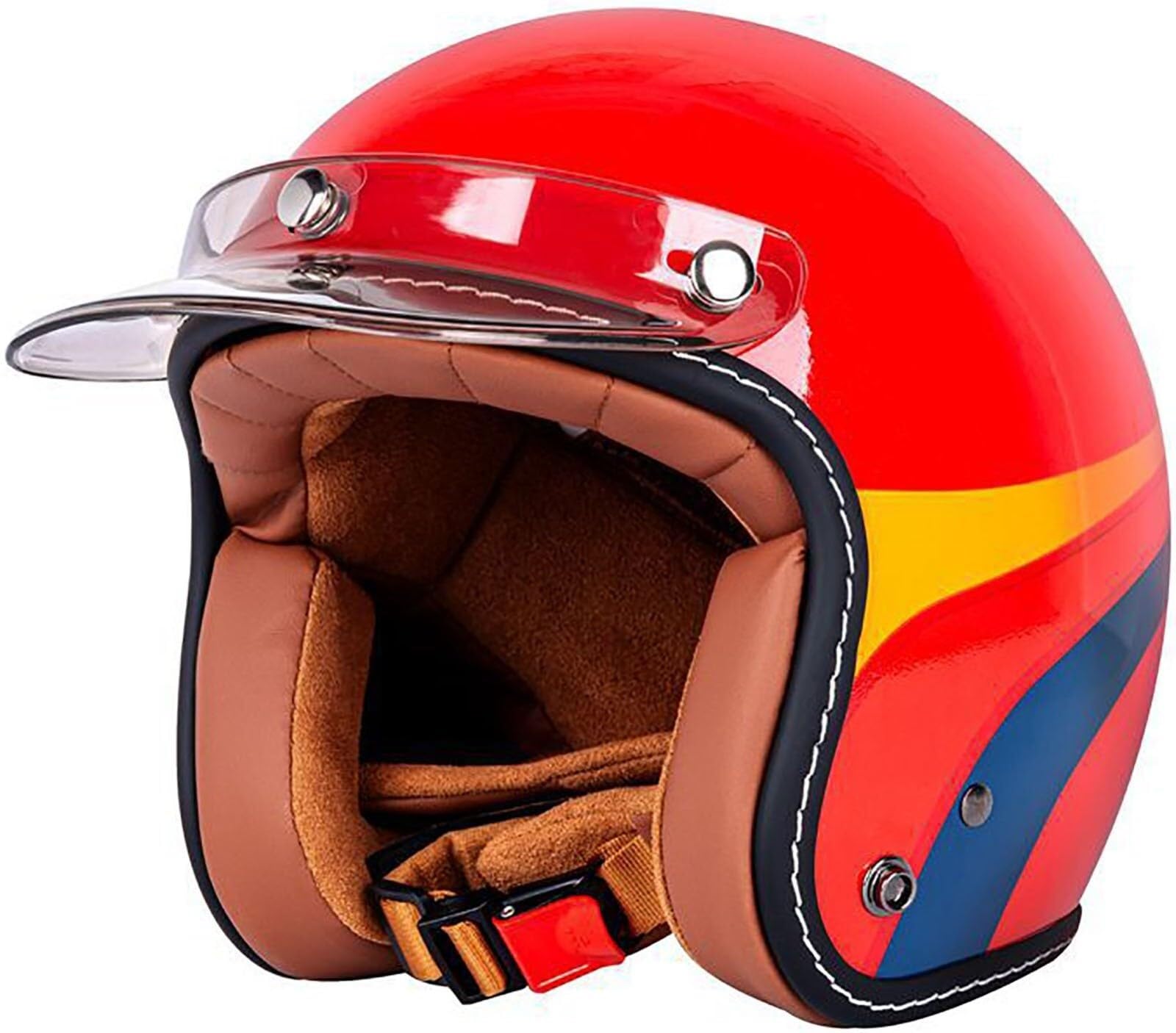 Casque jet vintage ECE pour moto et scooter style rétro bol - Taille L 59-60cm