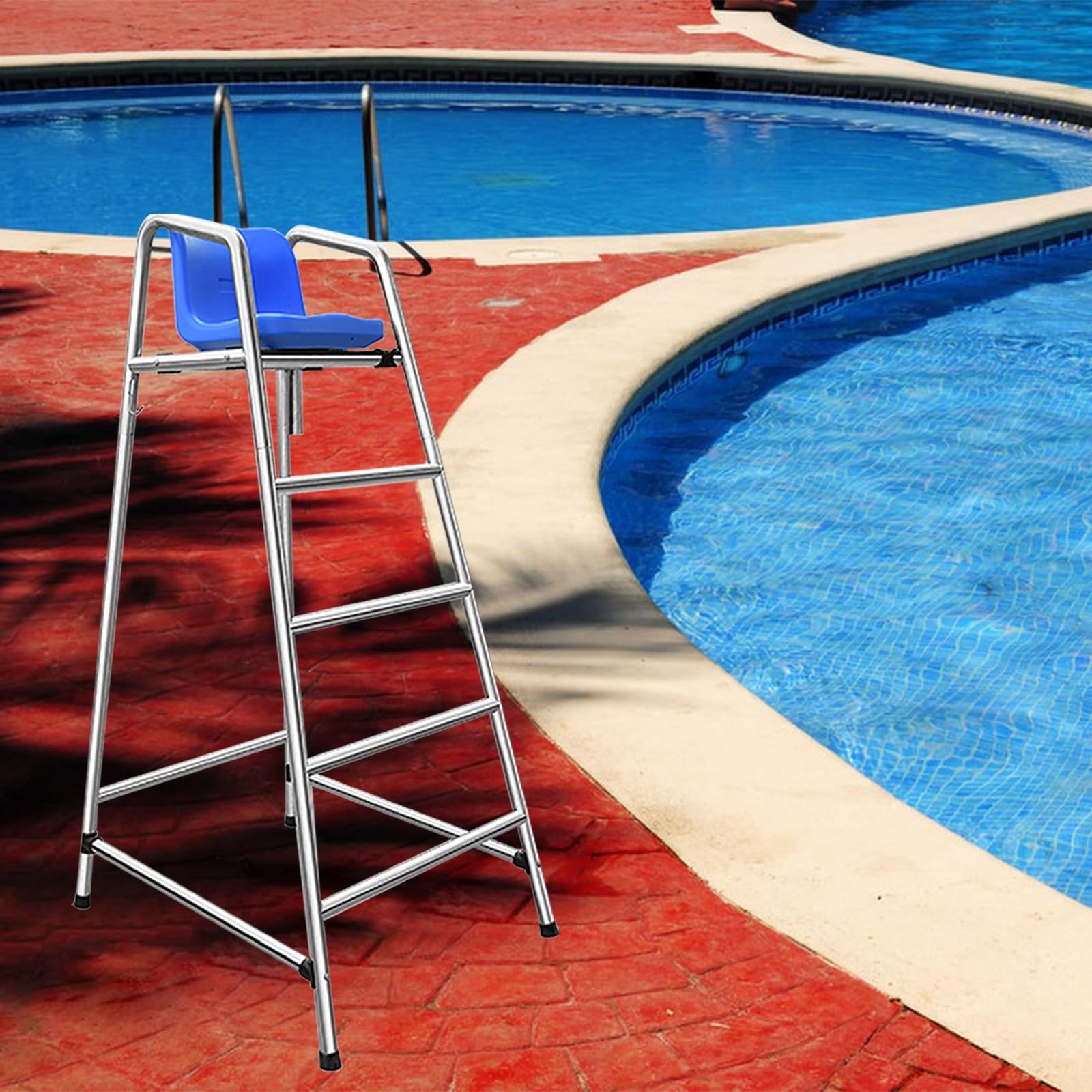 Generico Sedia da Arbitro da 120 150 180 cm per Calcio/Ping-Pong/pallavolo, sedie da Direttore di Allenatori Sportivi con Seduta Comoda, Scala da Bagnino Staccabile per Piscina pubblica/Spiaggia/PARC