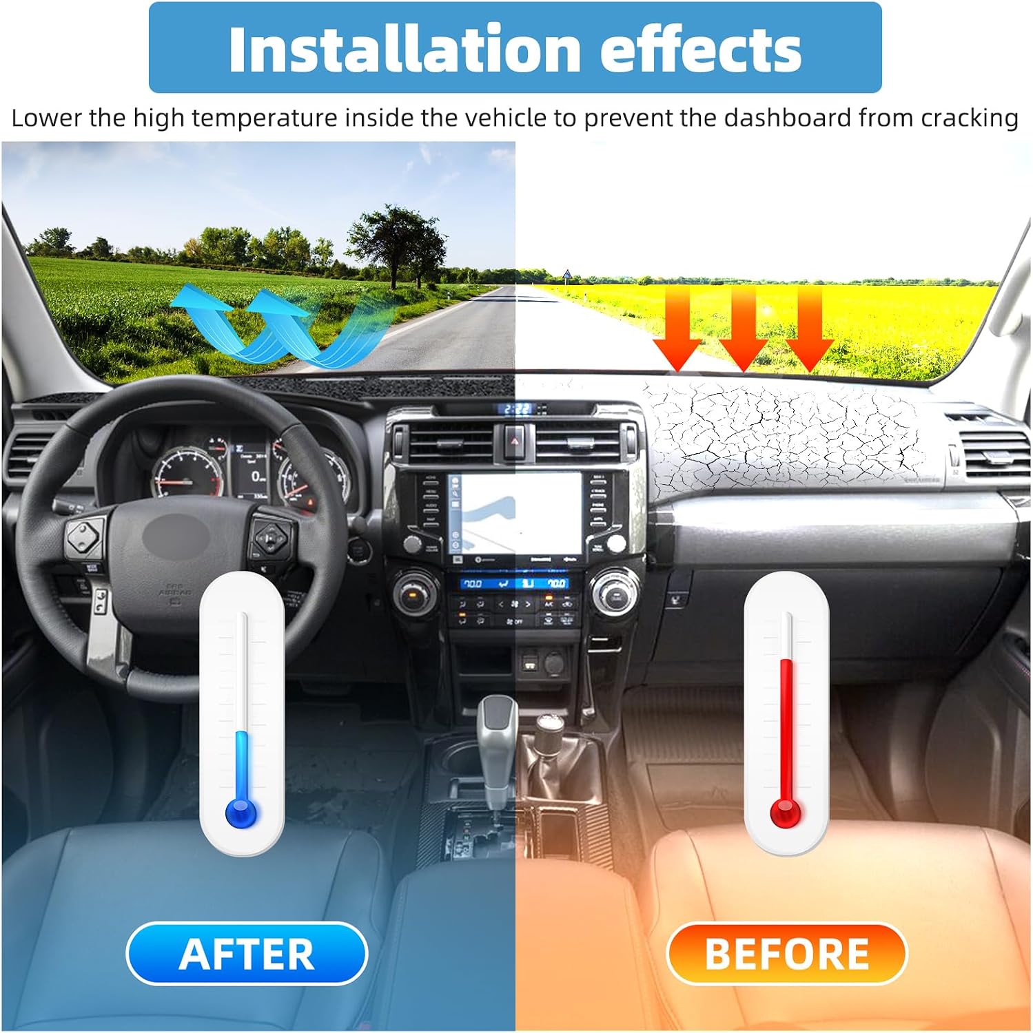 Dash Cover Mat Compatible with Nissan Titan 2016-2024 Non-Slip Dashboard Cover Mat Sunshade UV Rays Protector Interior Accessories