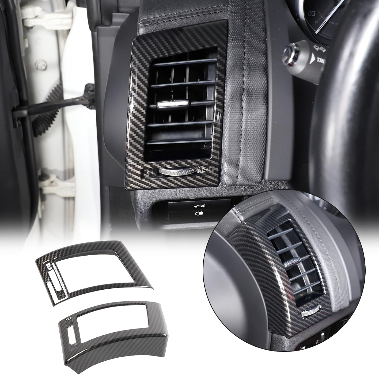 HAPPYHORSE Central Dashboard Vent Frame Compatible with Jaguar F-Type 2013-2024 ABS Center Console Side Vent Outlet Decorative Cover Sticker Accessories, 2PCS (Carbon Fiber Pattern)