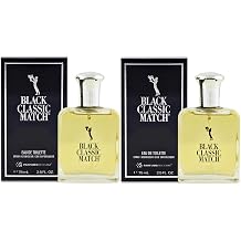 PB ParfumsBelcam Black Classic Match Eau De Toilette Spray for Men Affordable, Long-Lasting Fresh Woody Fragrance with Leafy Green, Citrus, Sandalwood & Patchouli, All-Day Use, 2.5 Fl Oz Pack of 2