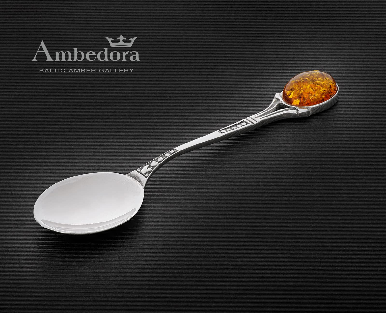 Petite Cuillère Pour Garçon ou Fille, Argent Sterling Oxydé, Cuillère en Argent Patras avec Ambre, Cadeau de Baptême et D'anniversaire