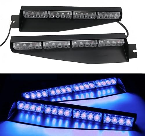 Miniatura 9 de TASWK 32 luces LED de 32 W de 32 W para visera, parabrisas, advertencia de peligro de emergencia, baliza estroboscópica, montaje dividido, lámpara