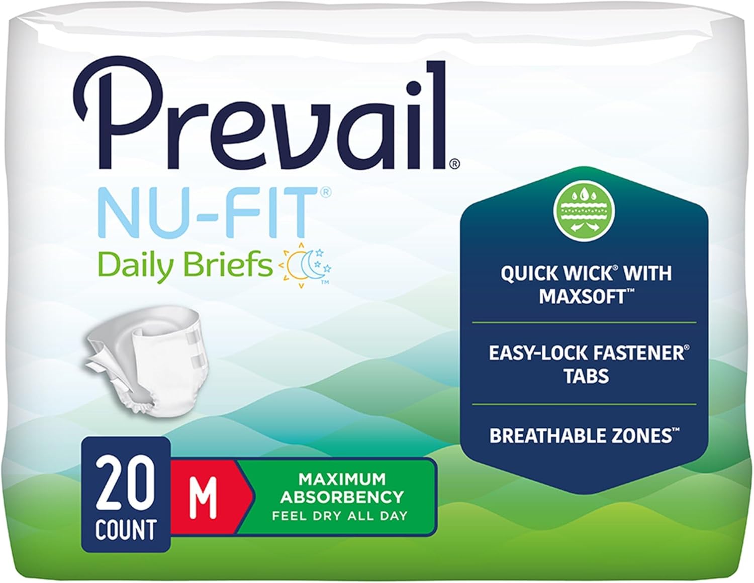 NU-FIT Maximum Absorbency Adult Briefs, Medium Case of 80