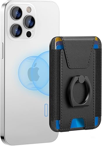 Cartera magnética 3 en 1 con agarre para teléfono, compatible con cartera MagSafe y soporte para teléfono, solapa de privacidad de cuero, soporte