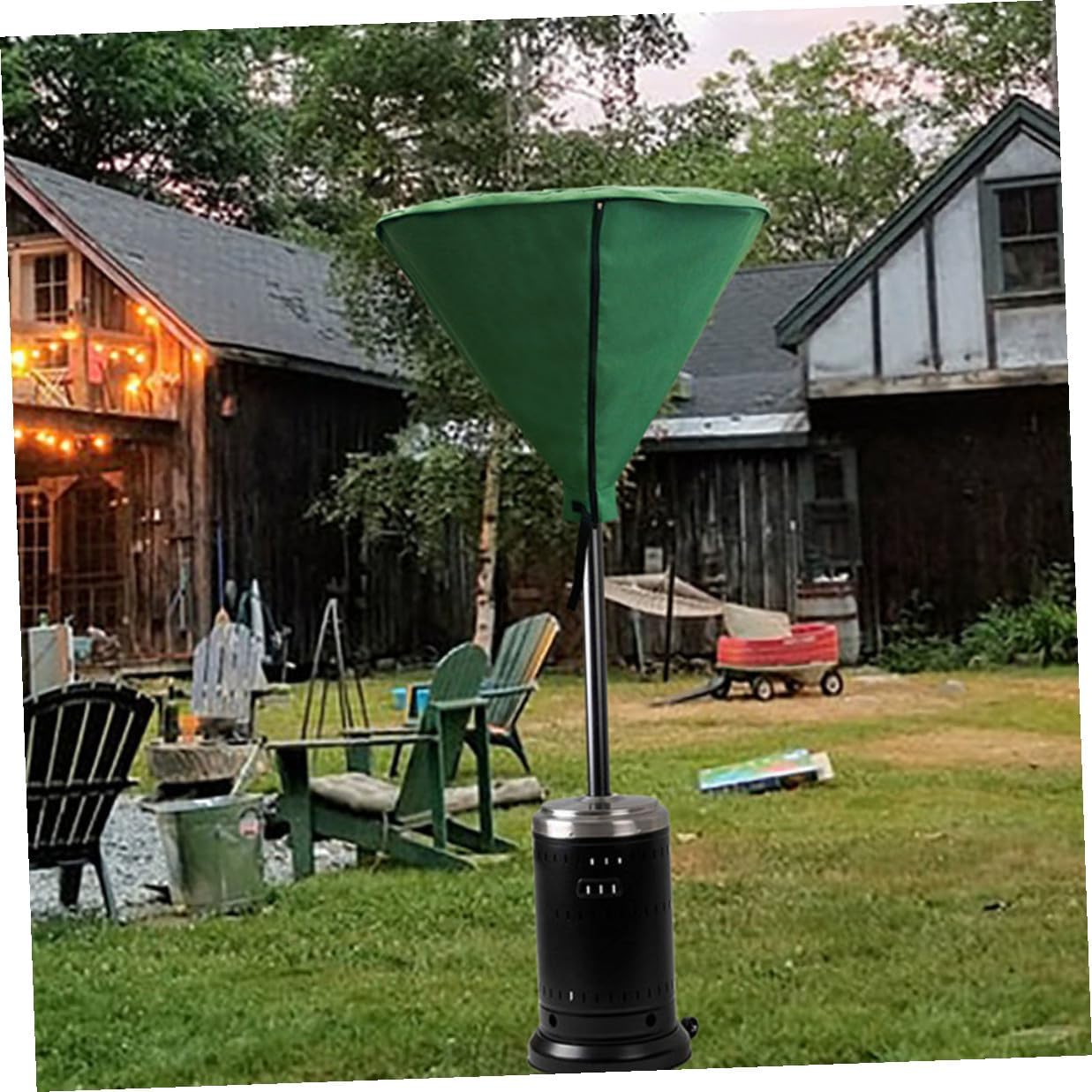 Homoyoyo Patio Heater Cover Polyester Outdoor Heater Protector for Garden Patio Wear-resistant Dustproof Shield Against Rain Sun Wind and Snow Portable Design in Dark Green