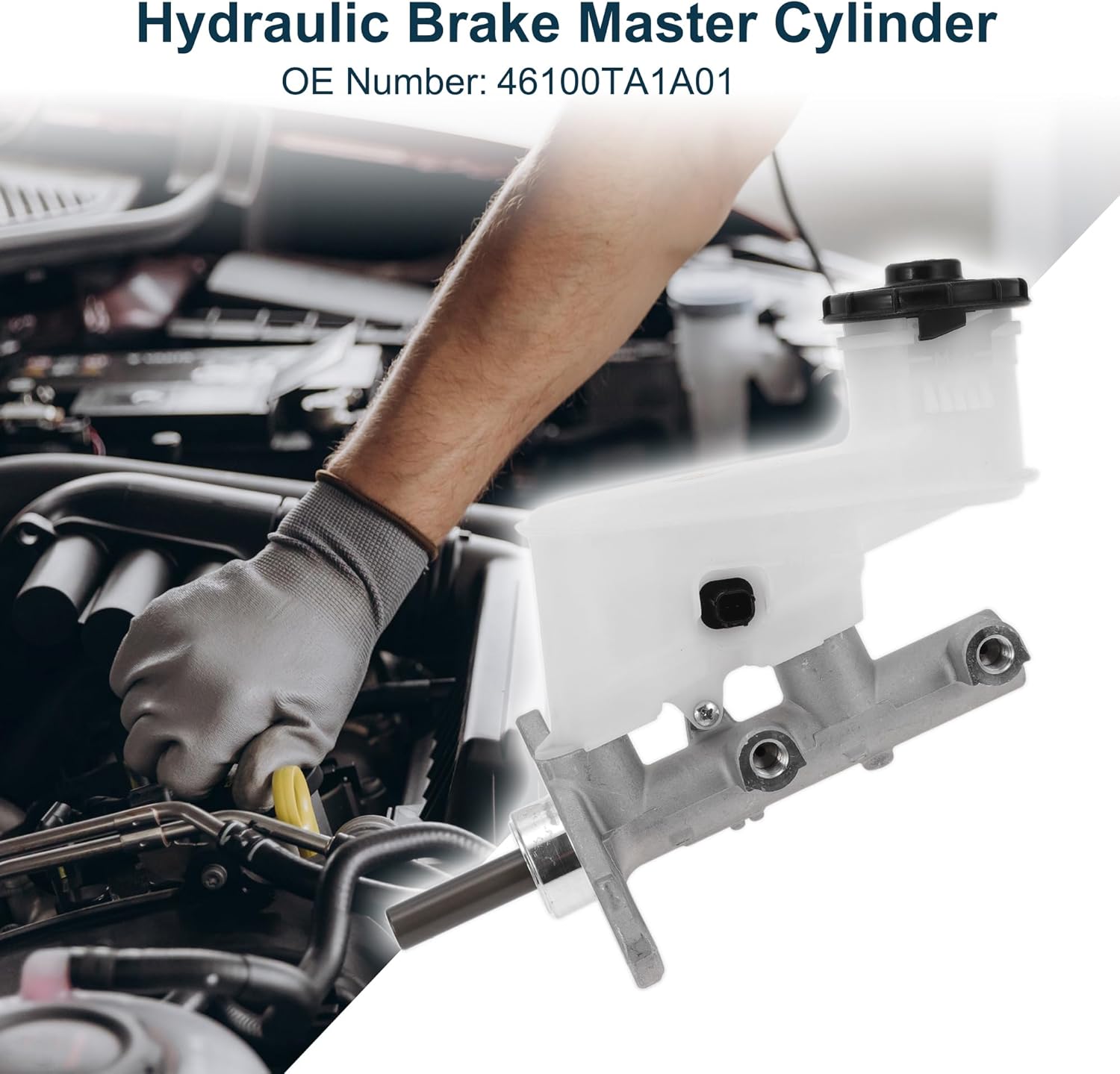 Brake Master Cylinder for Honda Accord 2008-2012 Durable No.46100TA1A01 Engine Compartment Hydraulic Master Cylinder with Reservoir 1 Pcs