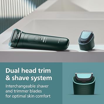 Philips Body Groomer 7000 Series - Trimmer for Men with 2D Flexing Head, Triple Protect Shave System, Interchangeable Heads, Intimate Trim & Shave, 100% Showerproof, 120 min. runtime, Model BG7485/30