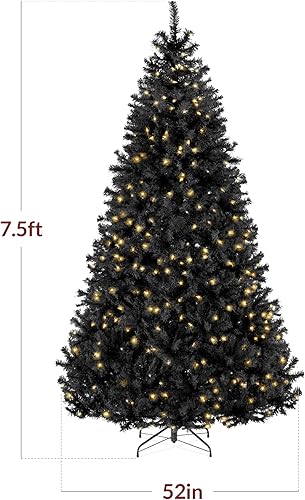 Miniatura 2 de Best Choice Products Árbol de Navidad negro preiluminado de 7.5 pies, decoración navideña completamente artificial para el hogar, oficina,