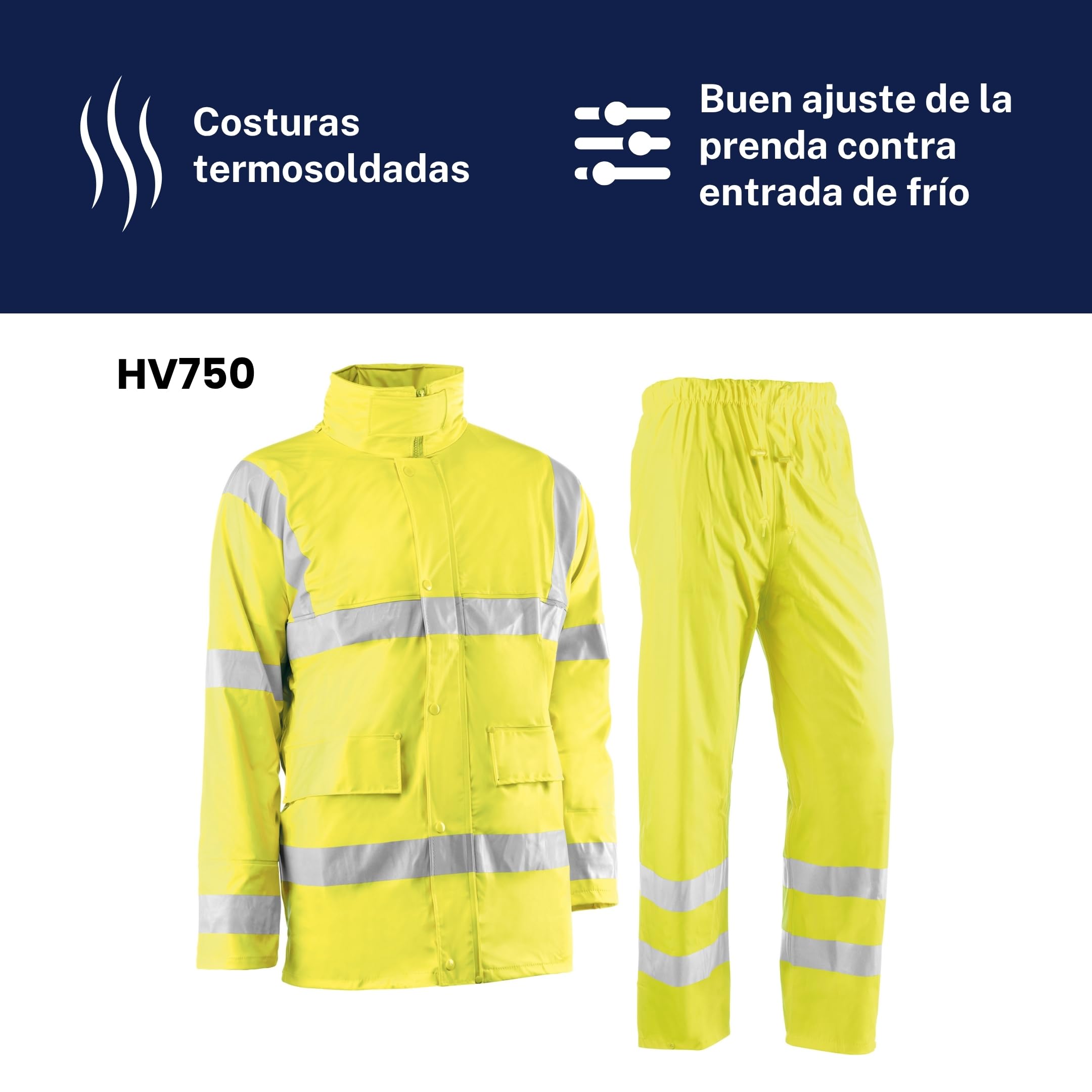 Juba T, agua 100% PU s/soporte de pol, tricotado bandas reflectantes/cost, termosoldadas, Amarillo flúor - SIZE: XL