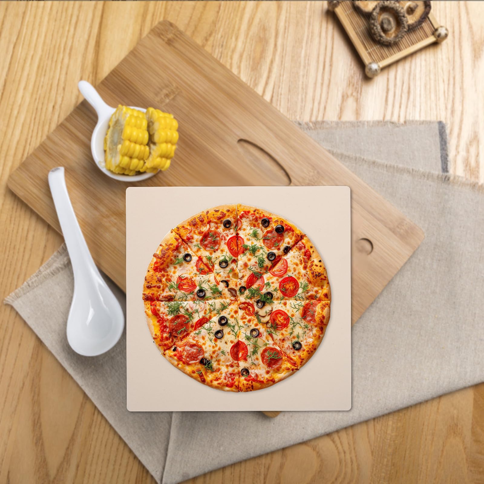 Pietra per Pizza Quadrata Grande in Cordierite, 30,3 Cm