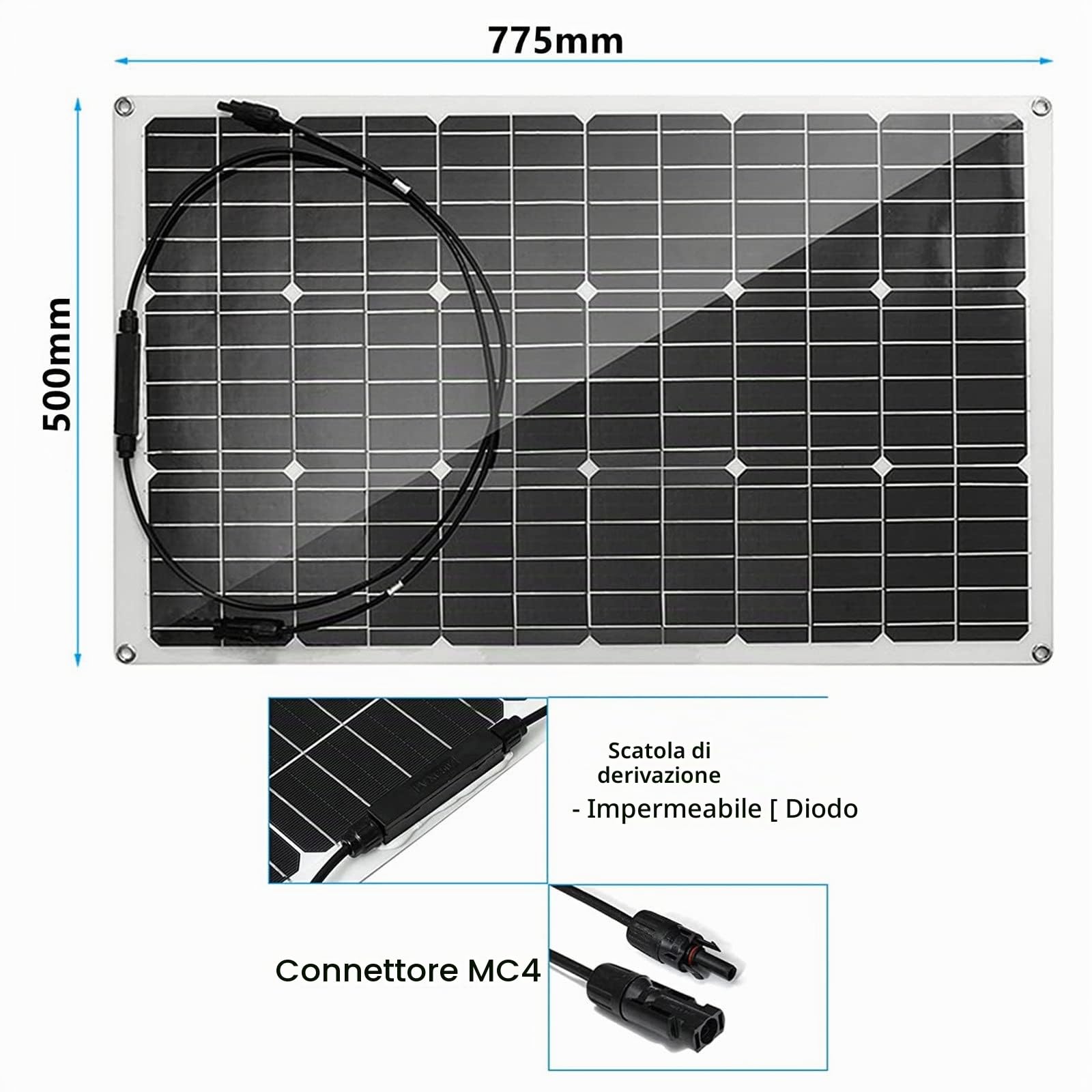 Kit pannello solare da 1000 W, 2 pezzi, 500 W, pannello solare flessibile Off Grid System 18 V, modulo monocristallino fotovoltaico, con doppie porte USB