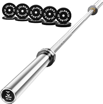 JELENS 7FT Bar Olympic Barbell, 1000lb Capacity Weight Bar for Strength Training, 2 Inch Strength Training Bar With Knurled Grip for Squats, Deadlifts, Presses, Rows, Curls