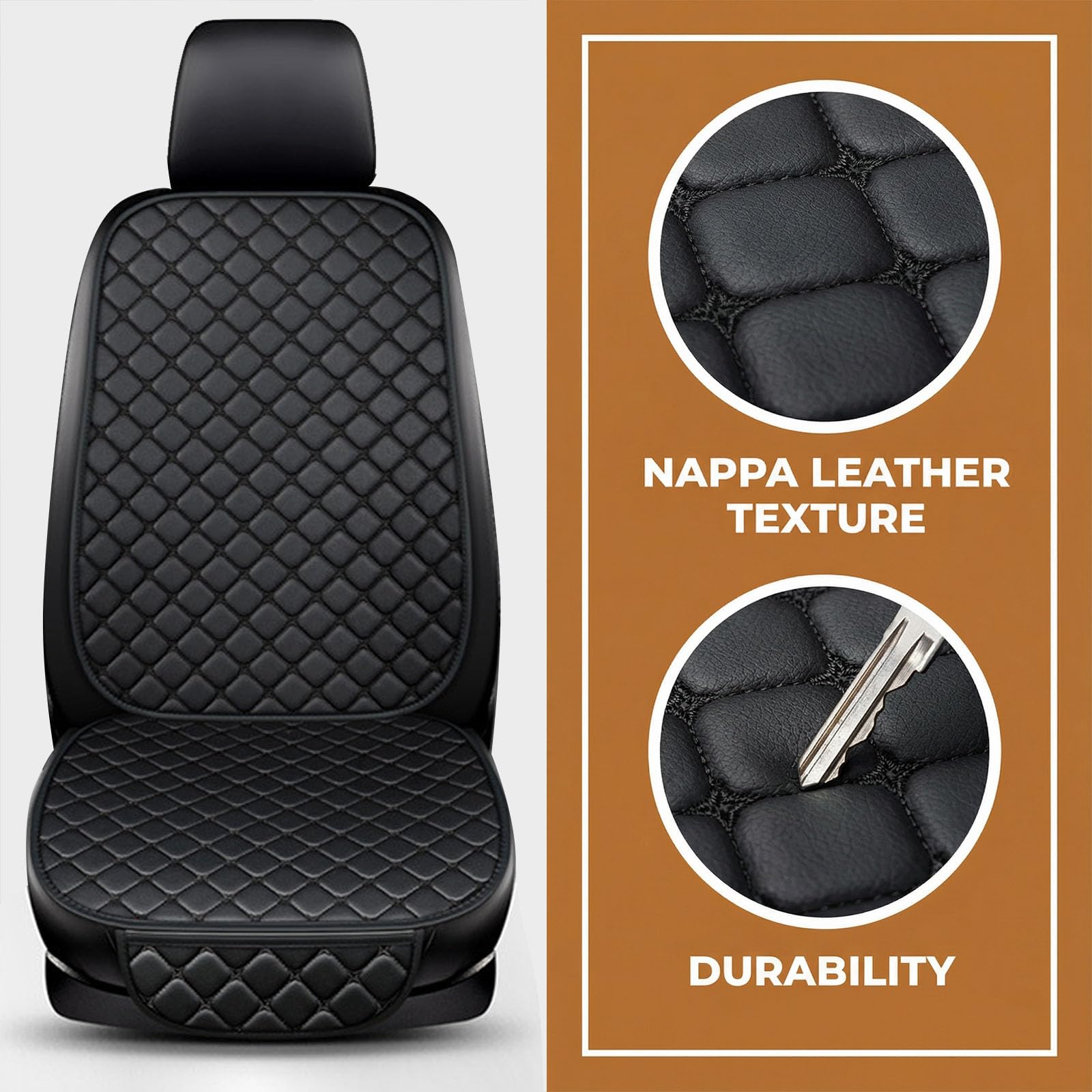 Funda de Asiento para Coche Universal Premium - Juego de 3 Piezas - Cojines para Asientos Delanteros y Trasero - Tela Transpirable, Impermeable y Antideslizante - Revestimiento Antiarañazos - Negro