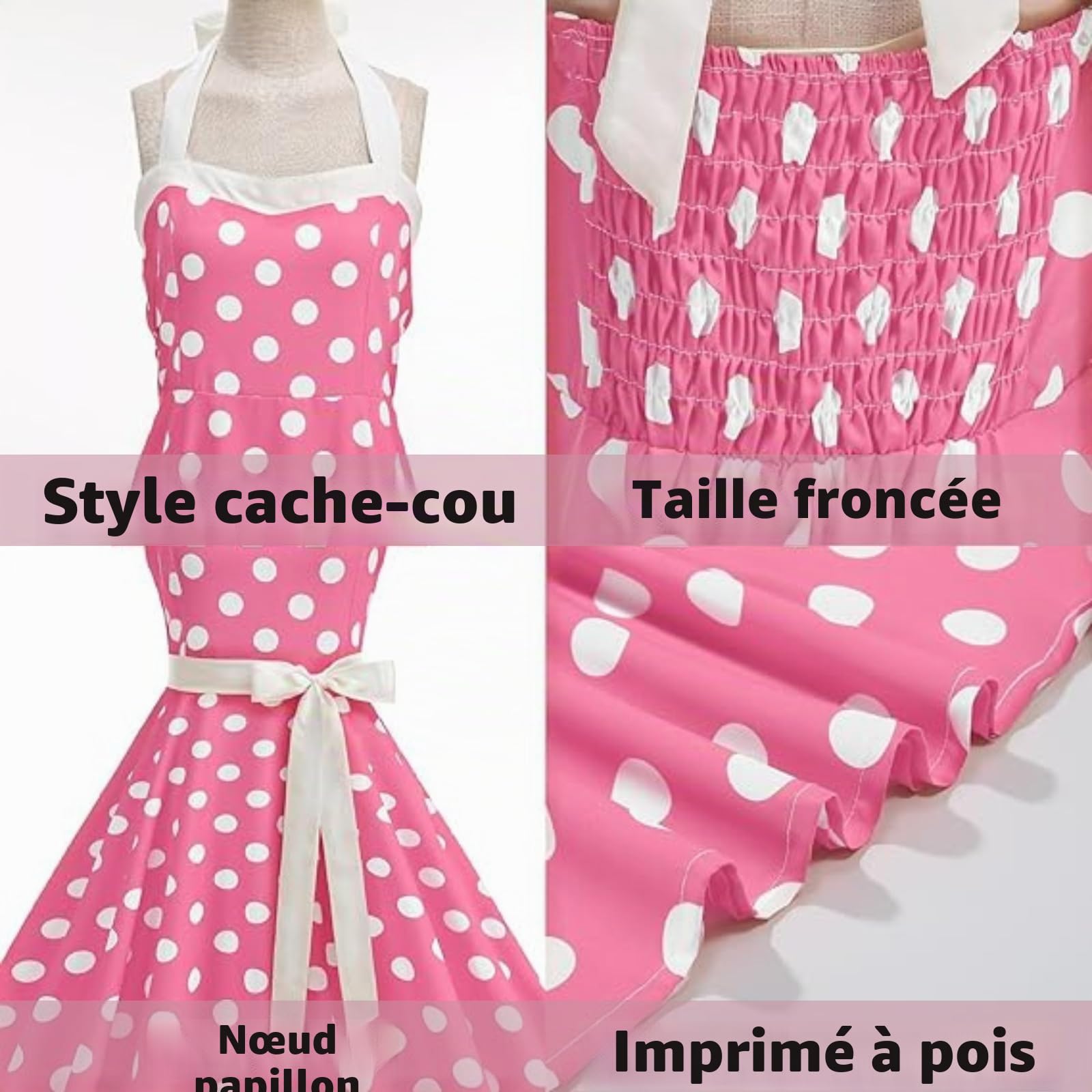 maxToonrain Robe de soirée vintage années 50 pour femme - Motif à pois - Style années 50 - Pour adultes
