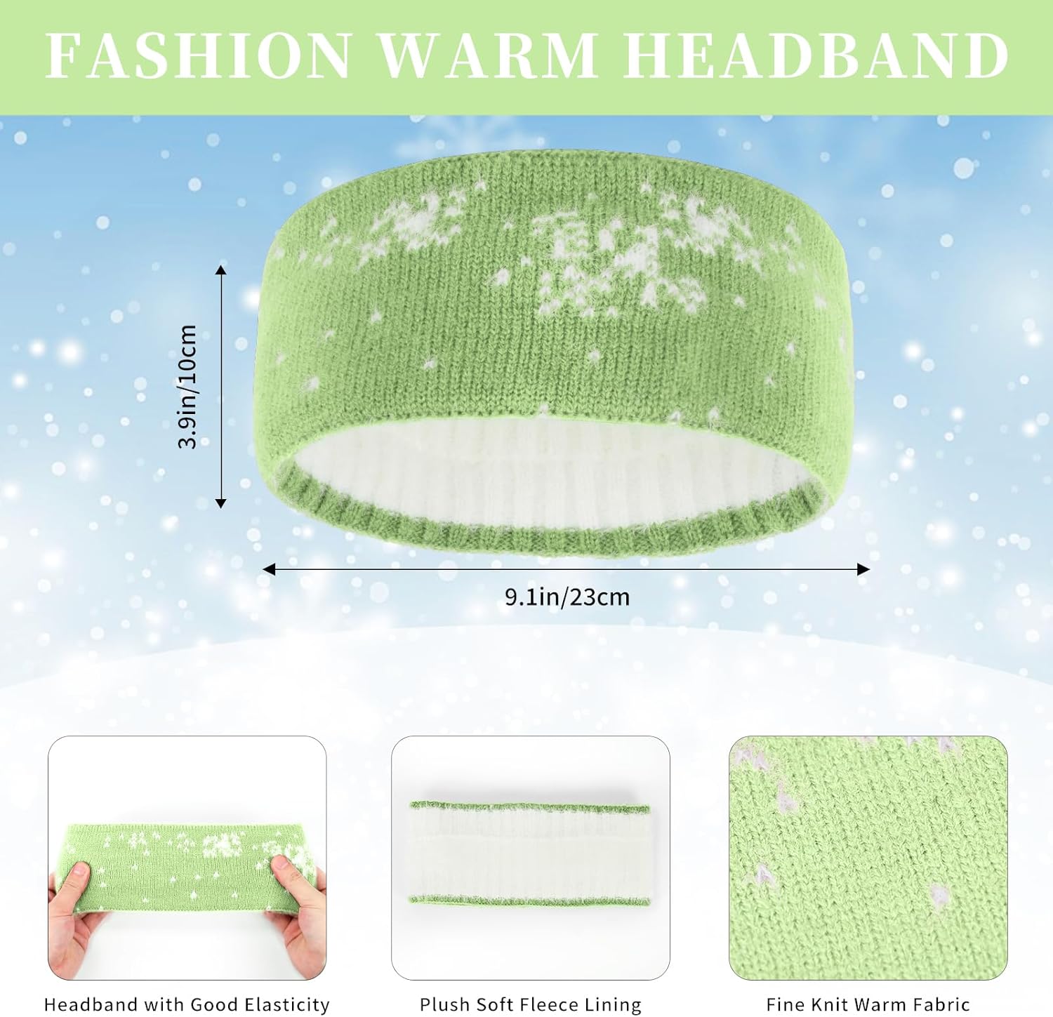 4 PCS Hat Gloves Scarf Set for Women with Winter Headband Warm Knit Gloves Scarf Fleece Beanie with Pom Pom - Image 3