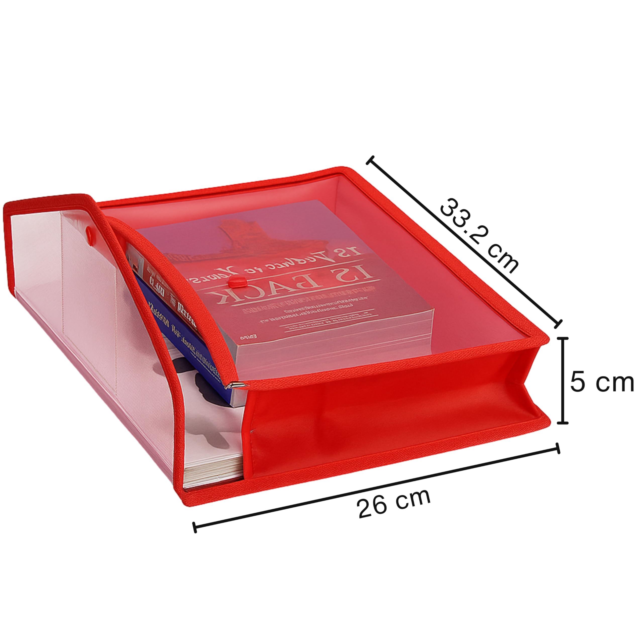 SPS Parth - Cartella portadocumenti A4, in plastica trasparente, con bottone a pressione, set di 3 cartelle portadocumenti, per certificati, formato A4, legale, borsa per documenti